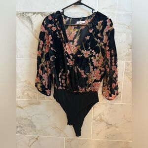 Black Floral Bodysuit